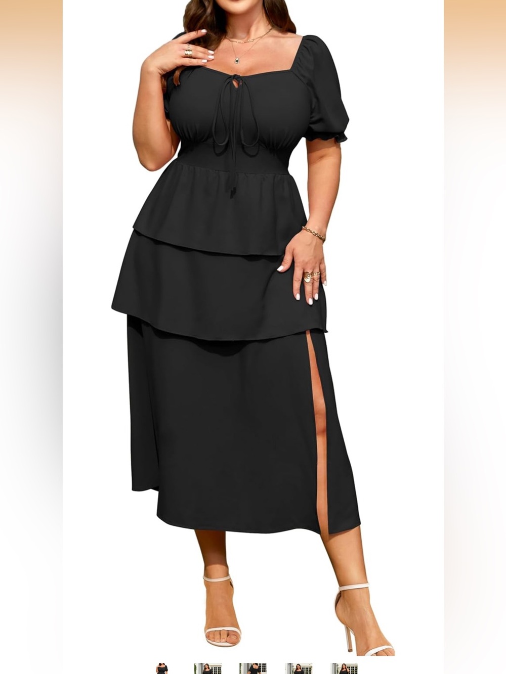RWJ Plus Size Black Tiered Maxi Skirt with Side Slit (NWOT)